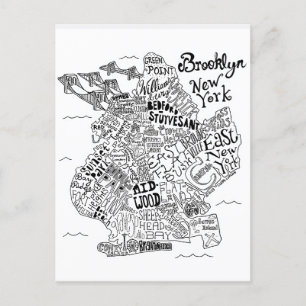 Brooklyn Illustrated Karta Vykort