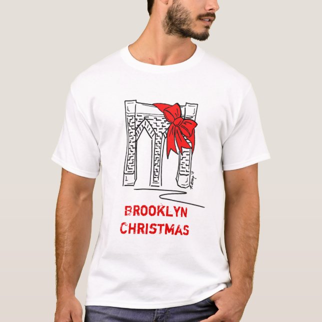Brooklyn jul New York City Landmarks NYC T-shirt (Framsida)