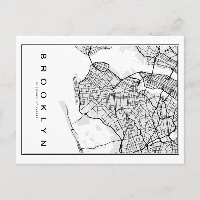 Brooklyn Karta Illustration Vykort (Framsida)