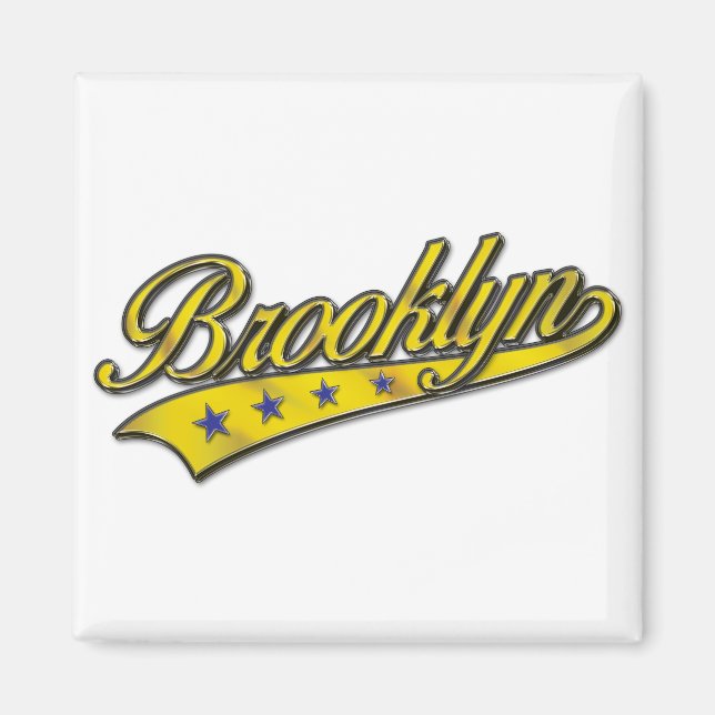 Brooklyn Logotyp Guld Embossed Magnet (Framsidan)