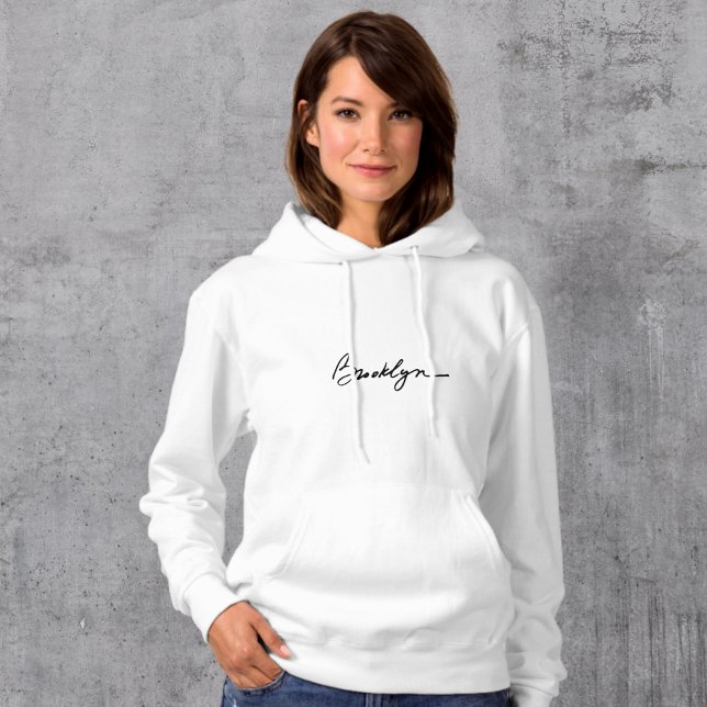 Brooklyn Logotyp White Hoodie Simple och Snyggt T Shirt (Brooklyn Logo White Womens Hoodie)