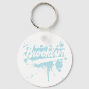 Brooklyn målade blått Keychain Nyckelring