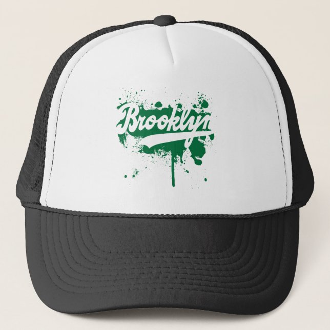 Brooklyn målade den gröna hatten truckerkeps (Framsida)
