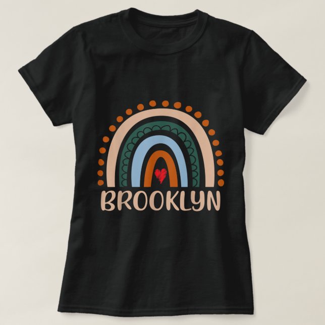 Brooklyn Namn Personlig Funny Women Rainbow Bro T Shirt (Design framsida)