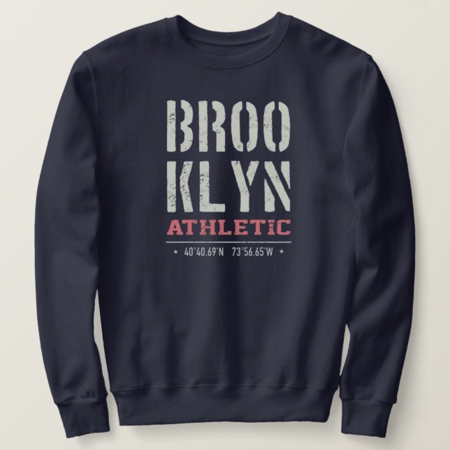 Brooklyn New York Athletic Urban Varsity Letters Lång Ärmad Tröja (Design framsida)