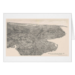 Brooklyn New York Birdseye karta 1897 Hälsningskort