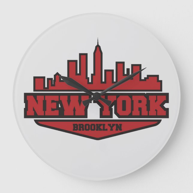 Brooklyn New York | Blockera Stil-skript Stor Klocka (Framsida)