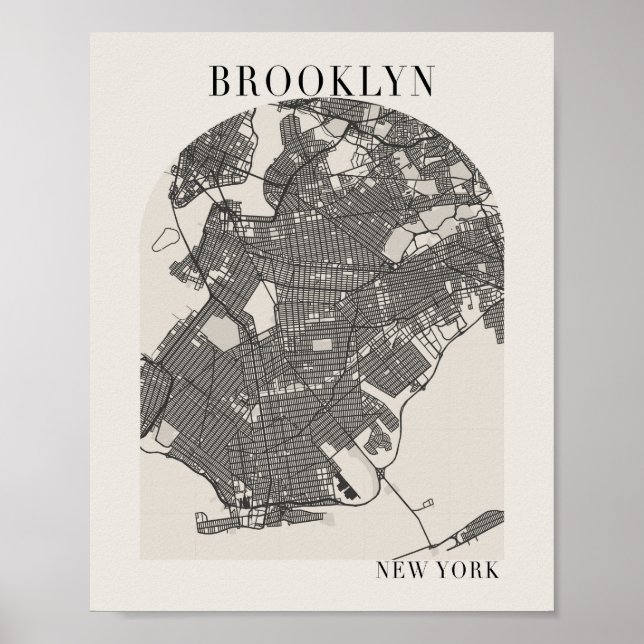 Brooklyn New York Boho Minimal Arch Fullt Beige Poster (Framsidan)
