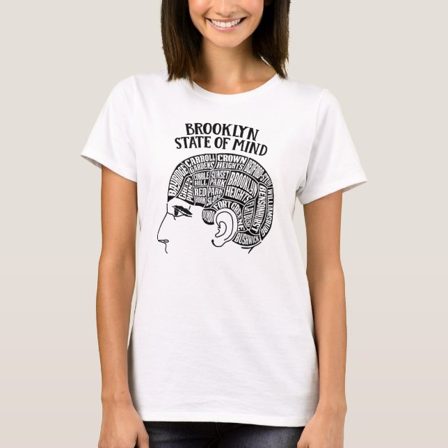 Brooklyn New York City Brain Head Design T Shirt (Framsida)