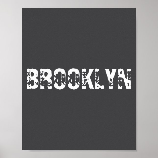 Brooklyn New York City Nyc Vit Text Nostalgisk  Poster (Framsidan)