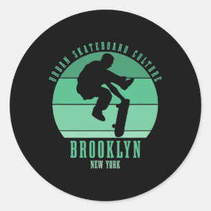 Brooklyn New York City Skateboardare Urna Skateboa Runt Klistermärke