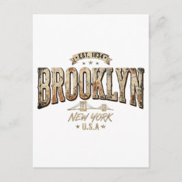 Brooklyn New York City Utförlig Gul Skriptdesign Vykort