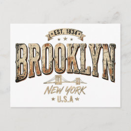 Brooklyn New York City Utförlig Guld Skript Design Vykort