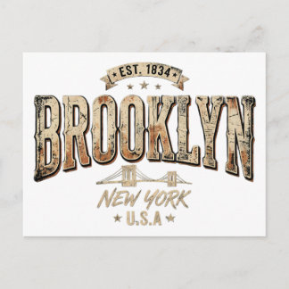 Brooklyn New York City Utförlig Guld Skript Design Vykort