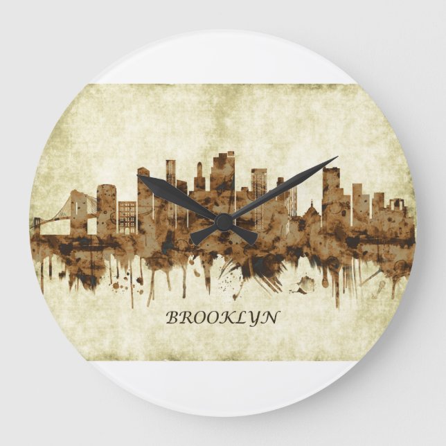 Brooklyn New York Cityscape Stor Klocka (Framsida)