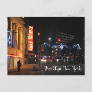 Brooklyn New York Fulton Street Högtidsbelysning N Helg Vykort