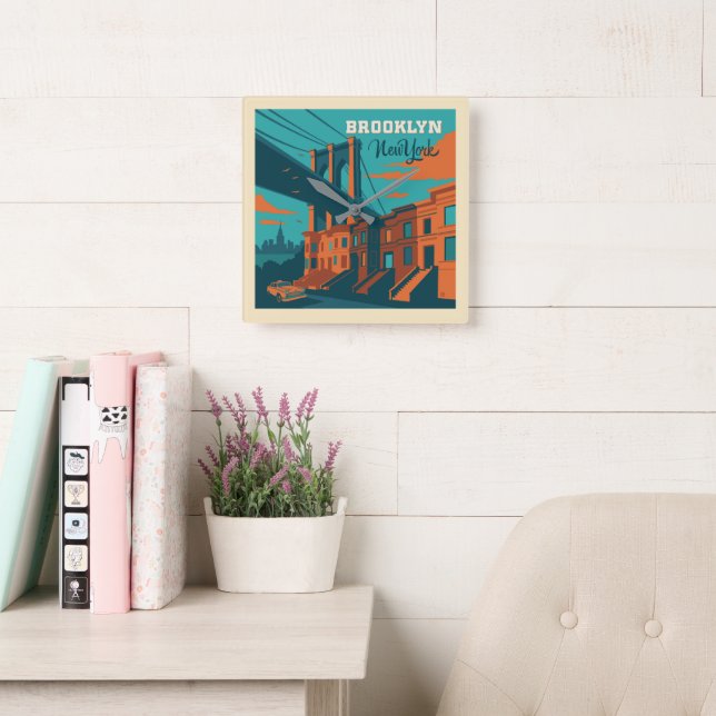 Brooklyn New York Fyrkantig Klocka (Läsesal)