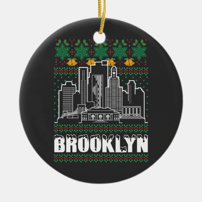Brooklyn New York God jul Julgransprydnad Keramik (Framsidan)