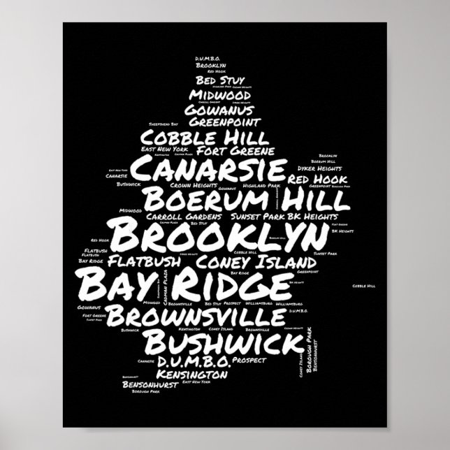 Brooklyn New York Grannskap Word Cloud Brookly Poster (Framsidan)