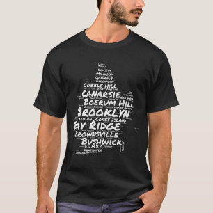 Brooklyn New York-grannskap Word Cloud Brookly T Shirt