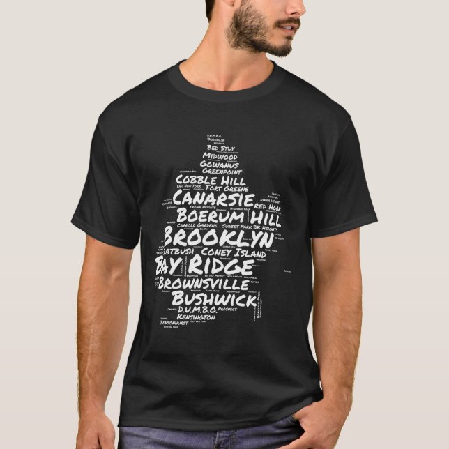 Brooklyn New York-grannskap Word Cloud Brookly T Shirt (Framsida)