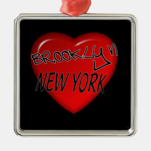 Brooklyn New York hjärtalogotyp Julgransprydnad Metall