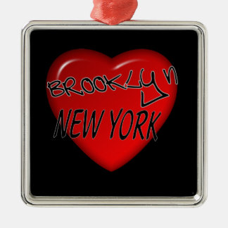 Brooklyn New York hjärtalogotyp Julgransprydnad Metall