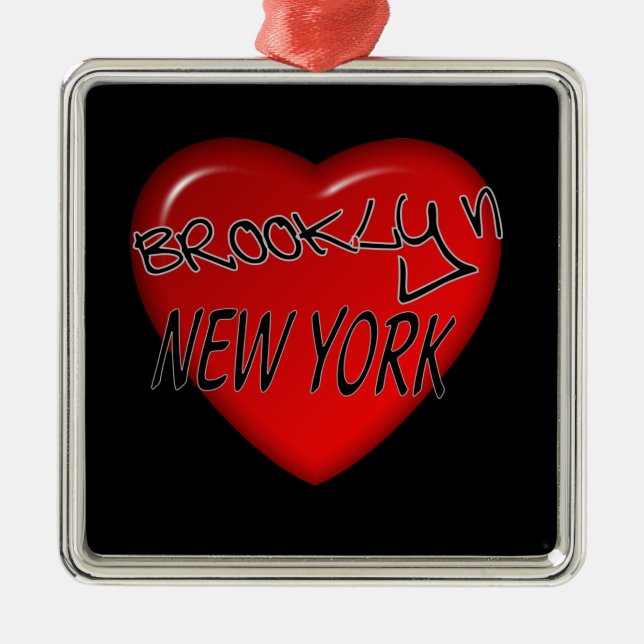 Brooklyn New York hjärtalogotyp Julgransprydnad Metall (Framsidan)