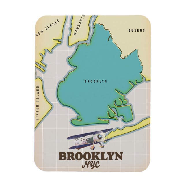 Brooklyn New York Karta Magnet (Vertikal)
