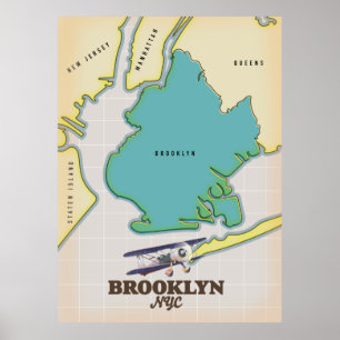 Brooklyn New York Karta Poster