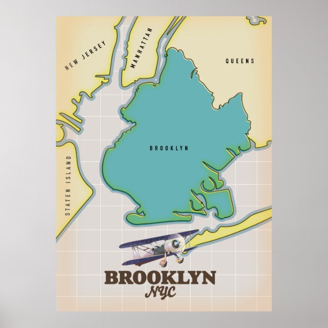 Brooklyn New York Karta Poster (Framsidan)