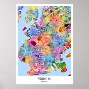 Brooklyn New York Karta Poster