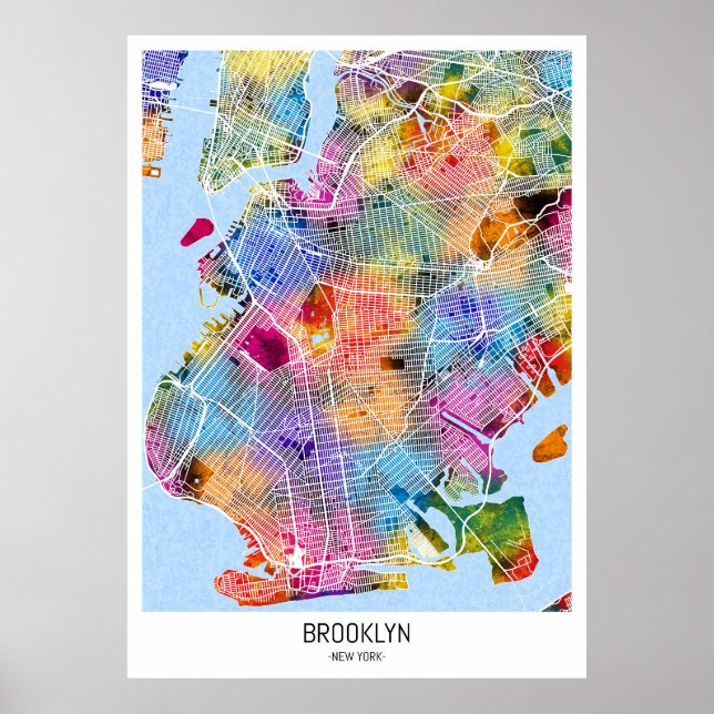 Brooklyn New York Karta Poster (Framsidan)