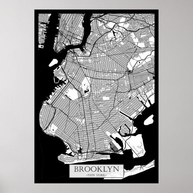 Brooklyn New York-karta Poster (Framsidan)