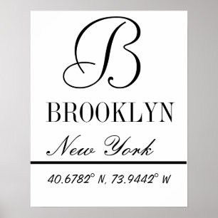 Brooklyn New York-koordinater Poster