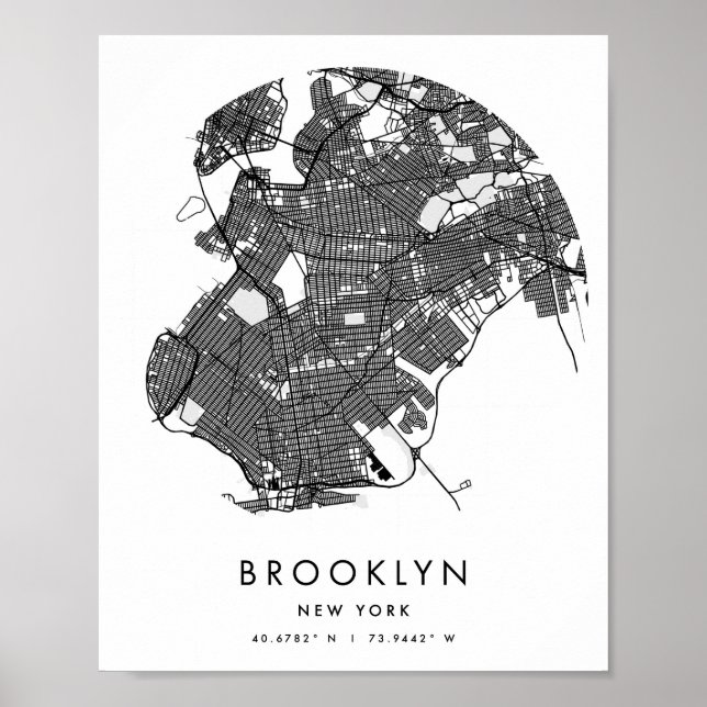 Brooklyn New York minimal Modern Circle Street Kar Poster (Framsidan)