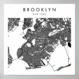 Brooklyn New York Minimum Modern Street Karta Poster