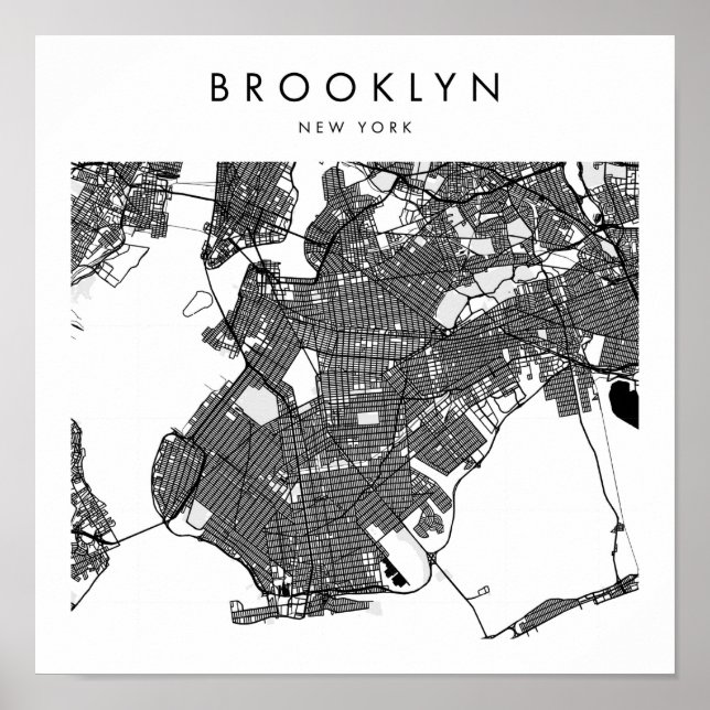 Brooklyn New York Minimum Modern Street Karta Poster (Framsidan)