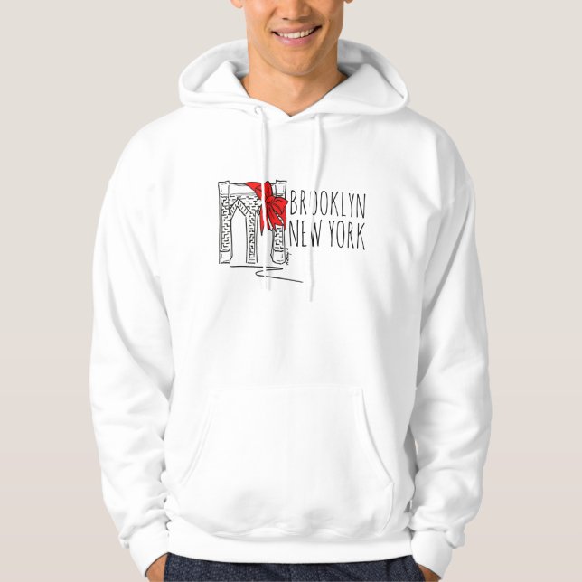Brooklyn New York NYC Bridge Helgdag Landmark Sweatshirt Med Luva (Framsida)