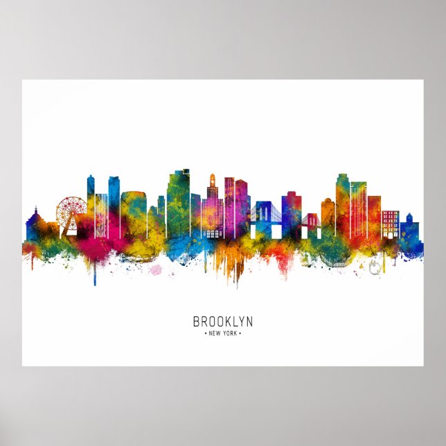 Brooklyn New York Skyline Poster (Framsidan)
