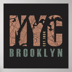 Brooklyn New York   stadskarta Poster