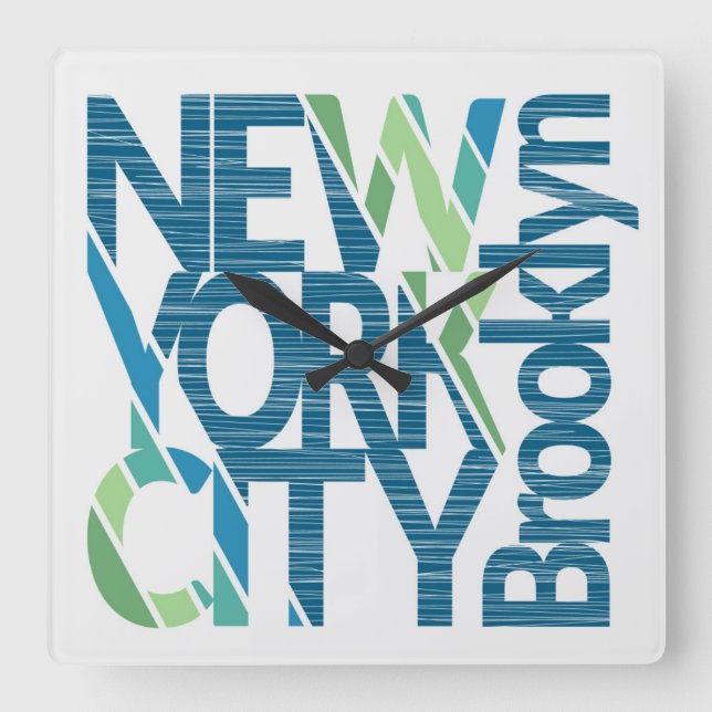Brooklyn New York typografi Fyrkantig Klocka (Framsida)