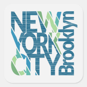 Brooklyn New York Typography Fyrkantigt Klistermärke