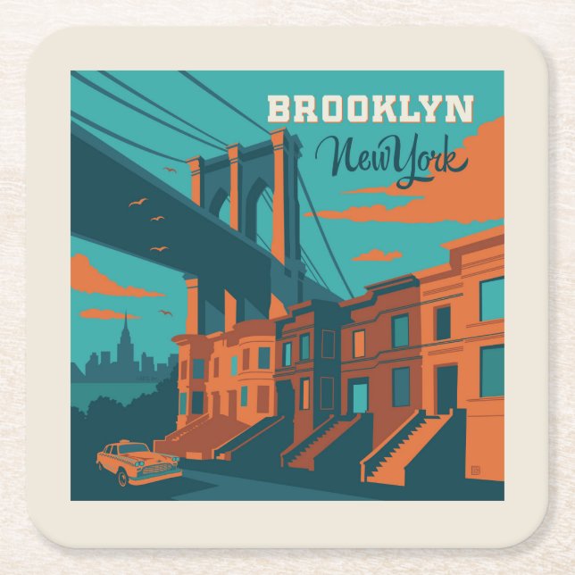 Brooklyn New York Underlägg Papper Kvadrat (Framsidan)
