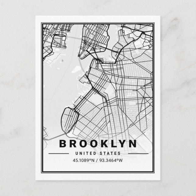 Brooklyn New York US United Stater Travel City Kar Vykort (Framsida)