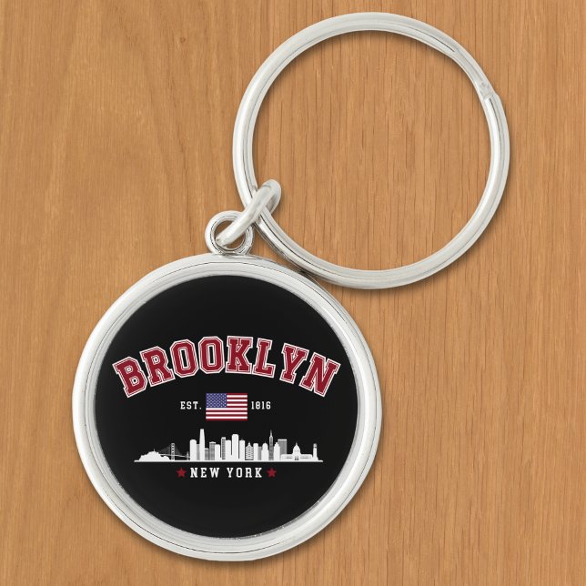 Brooklyn Ney York Est 1816 Rund Silverfärgad Nyckelring (Skapare uppladdad)