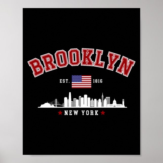 Brooklyn Ney York Est 1816 T Shirt  Poster (Framsidan)