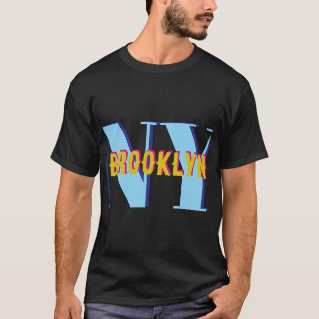 BROOKLYN NY blue grått bklyn snyggt T Shirt (Framsida)