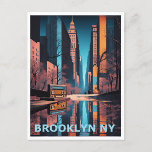 Brooklyn NY Colorful Graphic Art Design Vykort