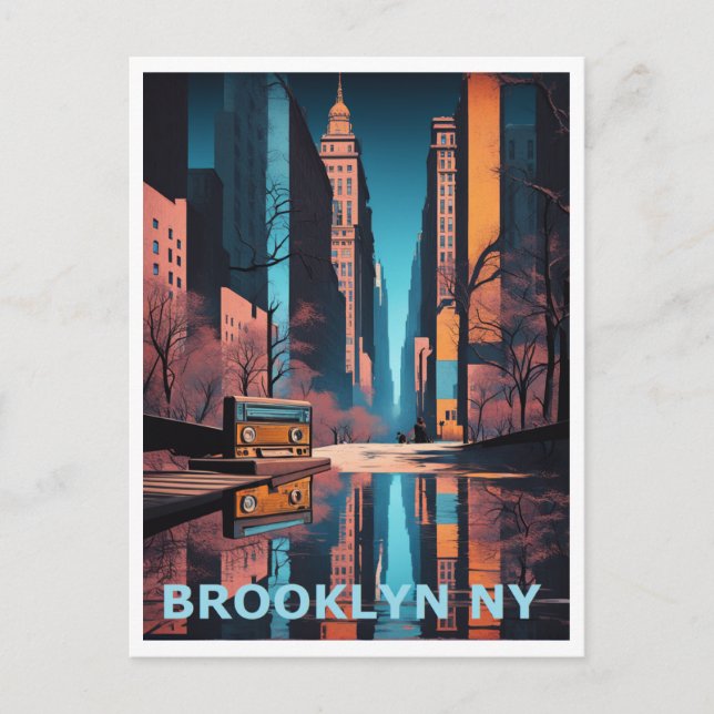 Brooklyn NY Colorful Graphic Art Design Vykort (Framsida)